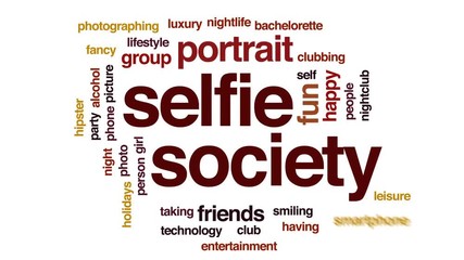 Poster - Selfie society animated word cloud, text design animation.