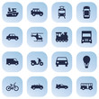 Set Of 16 Transport Icons Set.Collection Of Caravan, Scooter, Autobus And Other Elements.