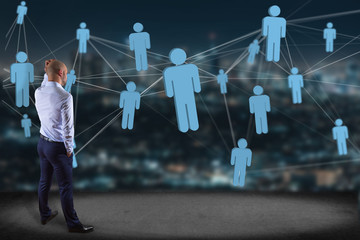 Poster - Network connection with people linked each other - Business and communication concept