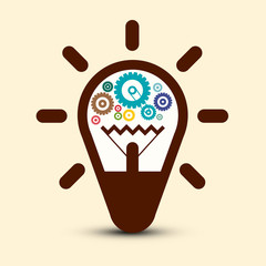 Poster - Light Bulb with Cogs - Gears. Vector Symbol.