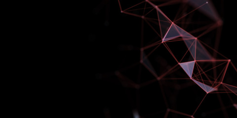 Poster - Abstract technology futuristic geometrical and science color neon background with space for copy. Plexus digital wallpaper. Business presentation concept. Medical structure and artificial intelligence