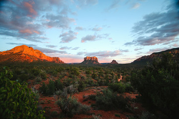 Wall Mural - view of desert landscape against cloudy sky in sedona, arizona