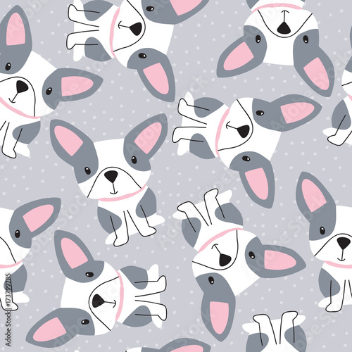 Fotografija seamless french bulldog pattern vector illustration