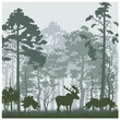 Vector nature landscape with moose
