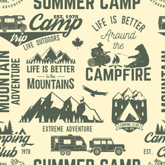 Wall Mural - summer camp seamless pattern or background.