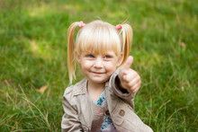 Cute Little Girl Show Thumb Up