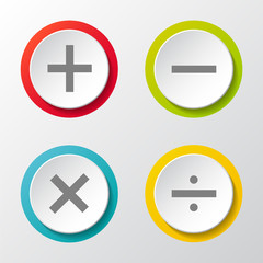 Math symbol - 3d icons on grey background. Vector.