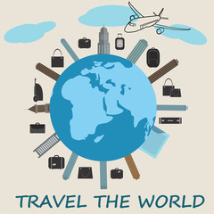 Global travel concept - cute flat design.World tourism day