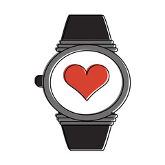 Sticker - heart rate wrist monitor icon image vector illustration design 