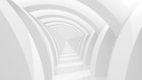 Fototapeta Do przedpokoju - Futuristic white corridor with abstract columns and bright light. 3D Rendering.