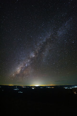 Wall Mural - landscape with milky way galaxy, night sky with stars in universe