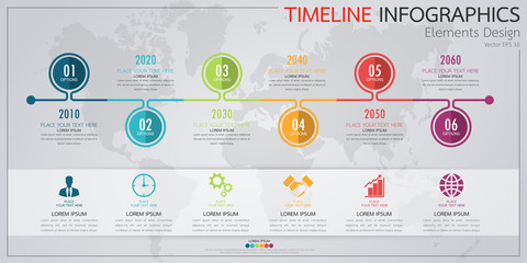 Poster - Infographic business timeline process chart template. Vector modern banner used for presentation and workflow layout diagram, web design. Abstract elements of graph options.
