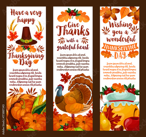 Happy Thanksgiving Banner Set Of Autumn Holiday Buy This Stock