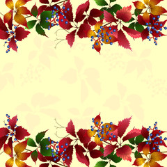 Wall Mural - pattern with yellow and red leaves