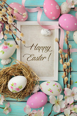 Wall Mural - easter eggs, frame with greeting card