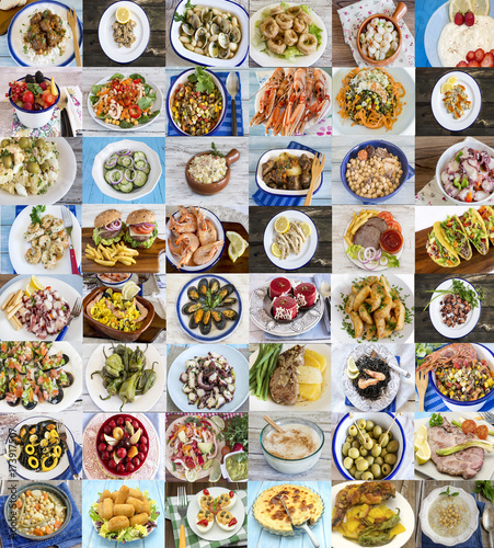 Zdjęcie XXL Kolaż z kilkoma obrazkami z różnych rodzajów żywności.