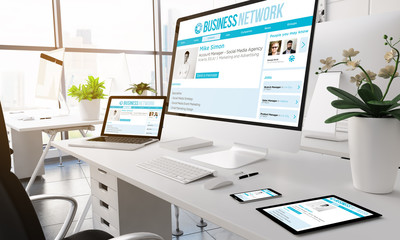 Canvas Print - Modern business network screen devices