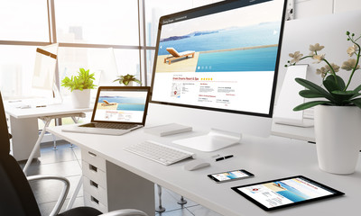 Wall Mural - Modern office luxury hotel screen devices.