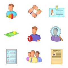 Poster - Expert icons set, cartoon style