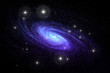 Space background with spiral galaxy and stars