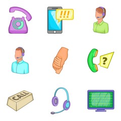 Poster - Business support icons set, cartoon style