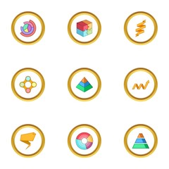 Fototapete - Business chart icons set, cartoon style