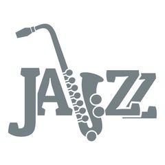 Wall Mural - Saxophone logo, simple gray style