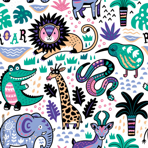 fashion-safari-seamless-pattern-with-jungle-animals-in-vector