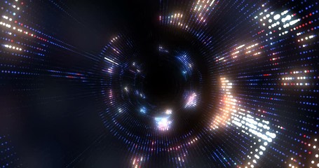 Poster - 4k animated background loop with audio elements. 3d abstract digital wave of glowing particles and w
