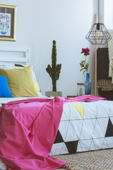 Wall Mural - Pink blanket on king-size bed