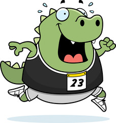 Sticker - Cartoon Lizard Running Race