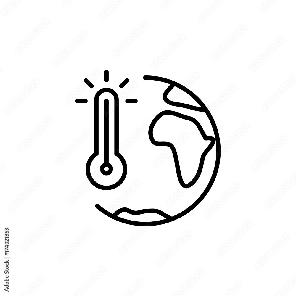 thin line global warming icon Stock Vector | Adobe Stock