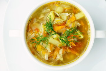 homemade vegetable soup . Healthy food concept .top view