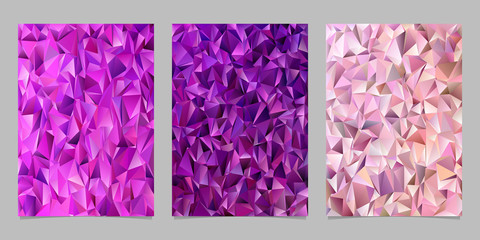 Poster - Abstract chaotic triangle mosaic brochure cover template set - vector document background designs from colored triangles