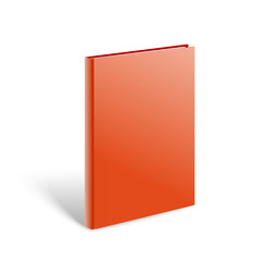 Poster - 3d blank red book vector mockup. Paper book isolated on white