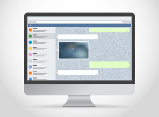 Aufkleber - Modern computer with messenger application on the screen. Photoreal mockup. Template for a content