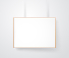 Aufkleber - Blank wood frame on the wall vector mockup. Ready for a content