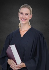 Poster - Female judge with book against grey wall