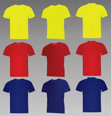 Sticker - Classic t shirt. yellow, red and blue. vector illustration