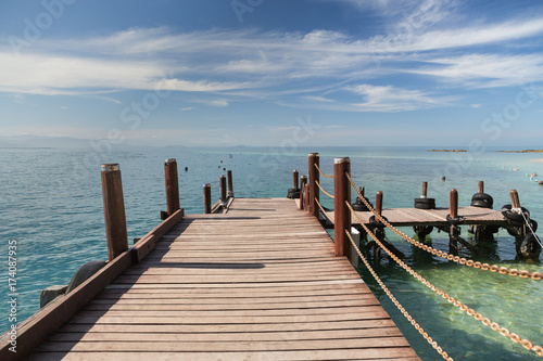 A wooden boardwalk in Kota Kinabalu in Malaysia