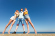 © anetlanda - Group friends boy two girls having fun outdoor