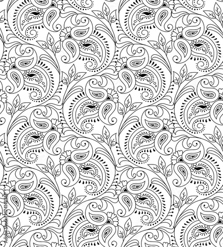 Black and White Paisley Pattern Stock Vector | Adobe Stock