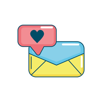 e-mail message and chat bubble with heart