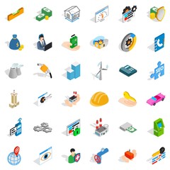 Poster - Concern icons set, isometric style