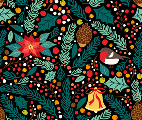 cute hand drawn winter holidays seamless pattern