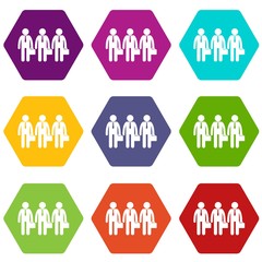 Poster - Business icon set color hexahedron