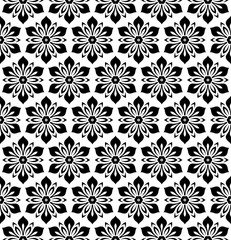 Wall Mural - floral vector black and white ornament. seamless abstract classic background with flowers. pattern w