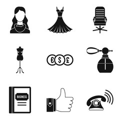 Poster - Model business icons set, simple style