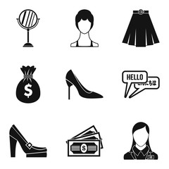 Poster - Escort icons set, simple style