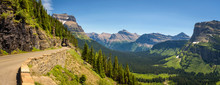 Going To The Sun Road With Panoramic View Of Glacier National Park, Montana